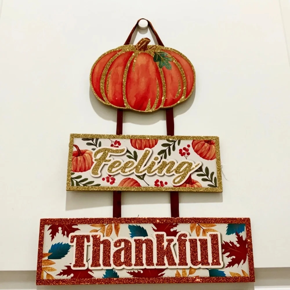 Feeling Thankful - Pumpkin Door Wall Decor Autumn Fall Halloween Decoration NEW - Picture 2 of 6